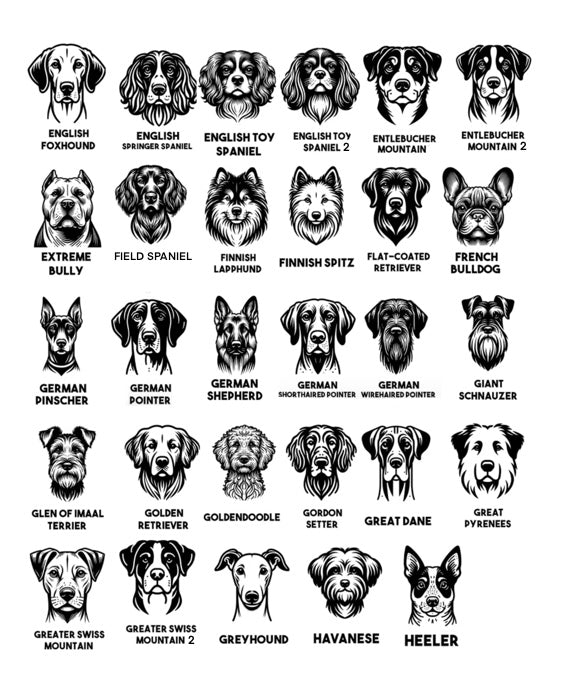 Dog Breed Magnets - A thru H