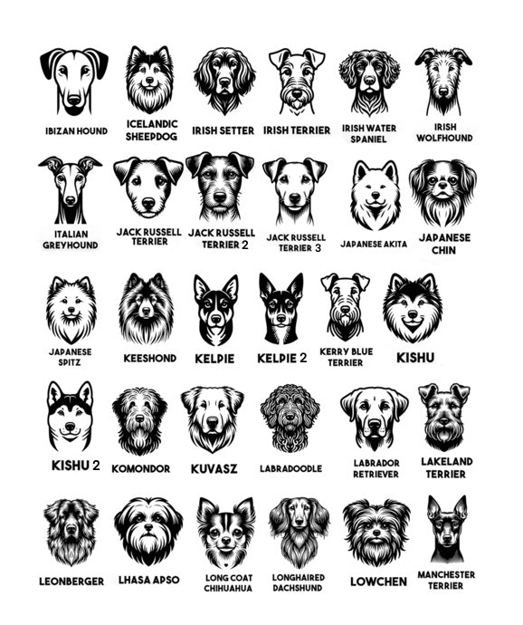 Dog Breed Magnets - I thru X